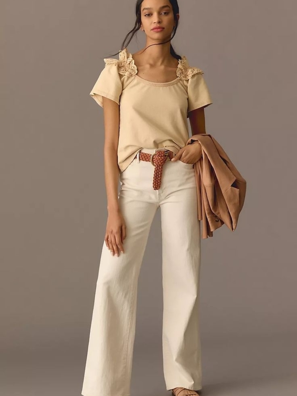 Pilcro Eyelet Ruffle Top NWT - Picture 5 of 6